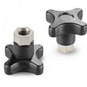 High Clamping Solid Cross Handwheel With Threaded Insert