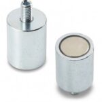 Neodymium Cylindrical Magnet With Galvanised Steel Shell With Threaded Stud